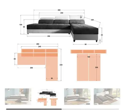 a diagram of a bed and different furniture at Viva 4-A-23 Apartment ski to the door complex Grand Monastery Pamporovo in Pamporovo