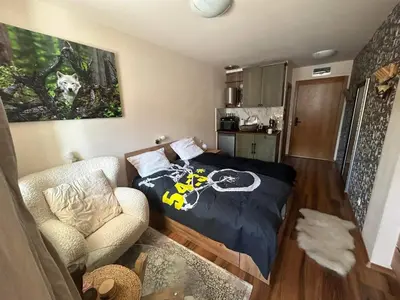 a small room with a bed and a couch at Bambi in Pamporovo