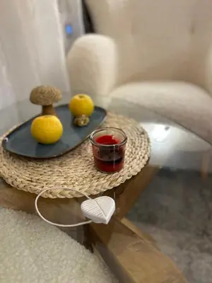 a table with a tray with lemons on top of it at Bambi in Pamporovo
