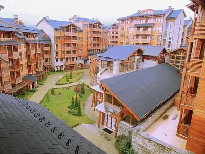an aerial view of an apartment complex with buildings at Host2U Penthouse 2-Bedrooms The Best View - Free Parking in Bansko