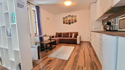 a living room with a couch and a table at Montepinar Apartment Grand Resort Pamporovo in Pamporovo