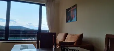 a living room with a chair and a window at Apartment Geronimo in Pamporovo