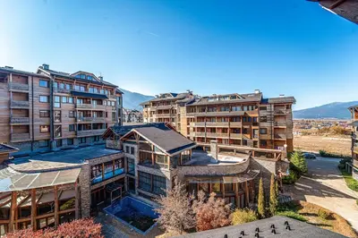 an aerial view of a large building at Host2U Highland Hideaway Bansko in Bansko
