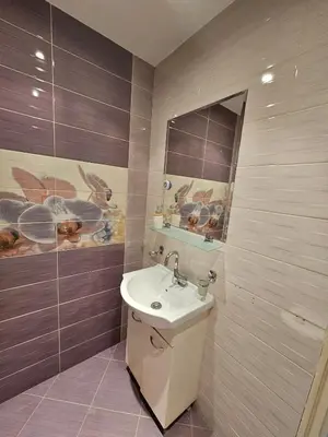 a bathroom with a sink and a mirror at City Center Park Apartment in Sofia