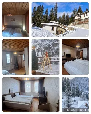 a collage of photos of a house with snow at Комплекс БОЖИДАРИЦА in Progled