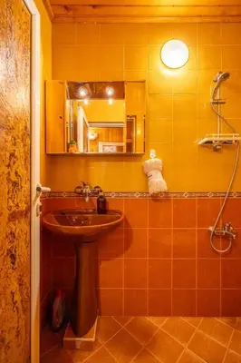 a bathroom with a sink and a mirror at Belle Epoque-Sofia-Free parking in Sofia
