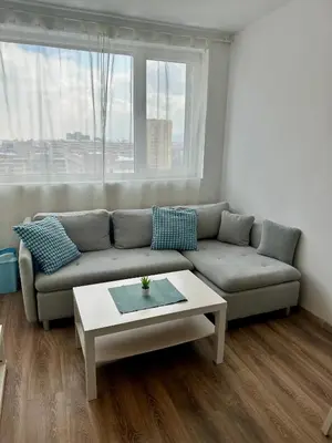 a living room with a couch and a coffee table at Maria Luiza 1 Bedroom Apartment in Sofia