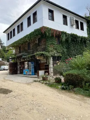a building with ivy growing on the side of it at Apаrtment Melnik home in Melnik