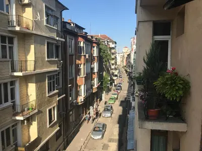 a view of a city street with cars and buildings at Beautiful Business Apartment - Ivan Denkoglu Street by Flat Mаnager in Sofia
