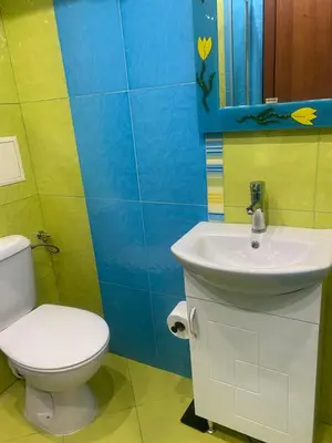 a bathroom with a toilet and a sink at Djanina 3 in Sandanski