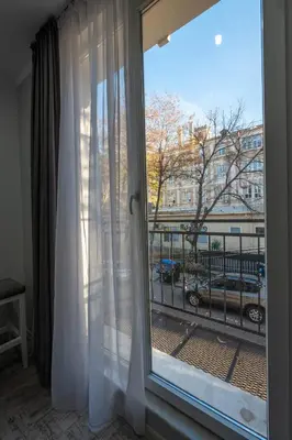 a window with a view of a street at Secret Guest House in Plovdiv