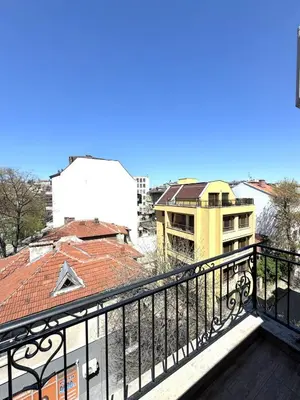 a balcony with a view of a building at Cozy Home In Central Plovdiv in Plovdiv