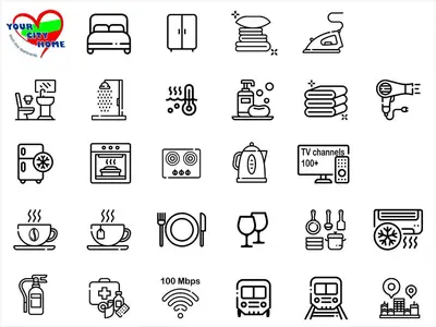 a set of emergency icons in modern thin line style at Apartment Lion's bridge 1 - Top Center in Sofia