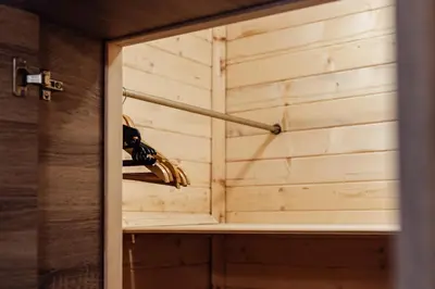 a pair of shoes in a sauna at Апартамент Инфинити in Sapareva Banya