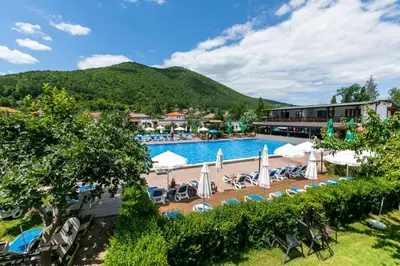 a view of a pool at a resort at Комплекс Варвара - Хотел и Минерални басейни in Varvara