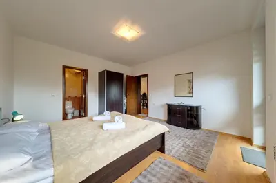 a bedroom with a large bed in a room at Pamporovo Palace - 2BD next to the Ski Slopes by Flat Manager in Pamporovo