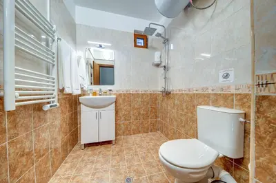 a bathroom with a toilet and a sink at Dream View 1BD - Quick Slope Access by Flat Manager in Pamporovo