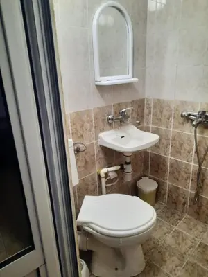 a bathroom with a toilet and a sink at Villa Silvinka in Dospat