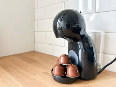 a mixer sitting on top of a kitchen counter at Scandinavian Charm - Central 1BD with Desk by Flat Manager in Sofia