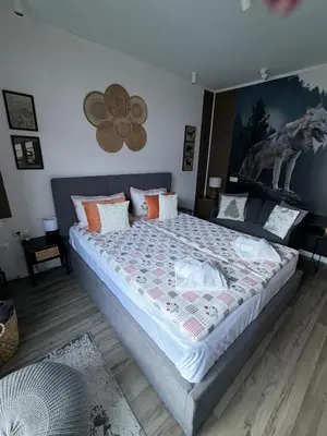 a bedroom with a large bed in a room at Luxury Studio2 in Hotel Friends in Bansko