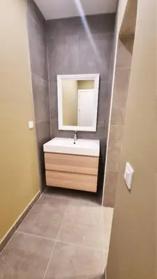 a bathroom with a sink and a mirror at No X - Sofia top center in Sofia