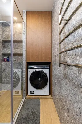 a laundry room with a washer and dryer at Two Stylish 1BD Apartments with Desk in Karshiaka by Flat Manager in Plovdiv