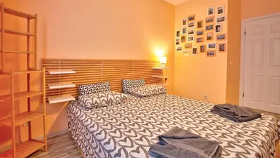 a bedroom with a large bed with two pillows at City Nest 1BD in Lozenets by Flat Mаnager in Sofia