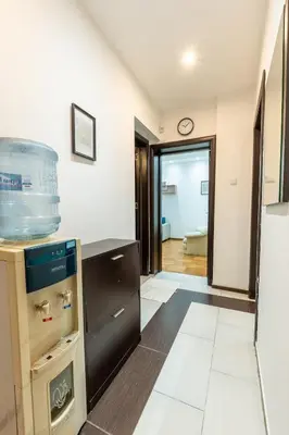 a kitchen with a fish tank on a counter at Sofique 3BR in Sofia