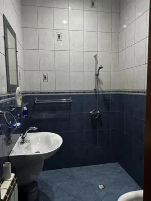 a bathroom with a sink and a shower at Семеен хотел МАКСИМ in Teteven