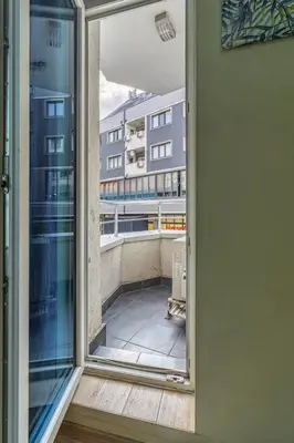 a view from a window of a balcony at My Space Deluxe One Bedroom Apartment in Sofia
