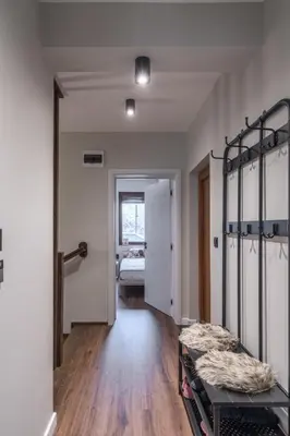a room with bunk beds and a hallway with a bedroom at 3 Спални - Електрическо Подово Отопление - Бърз WiFi - Веранда - В Гората - Warm Forest Nest Pamporovo in Pamporovo