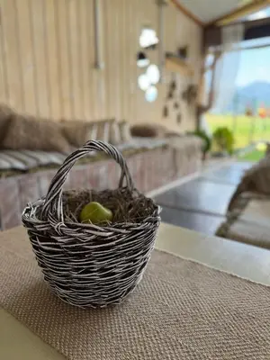a basket sitting on top of a table at Stenata LightWill in Banya