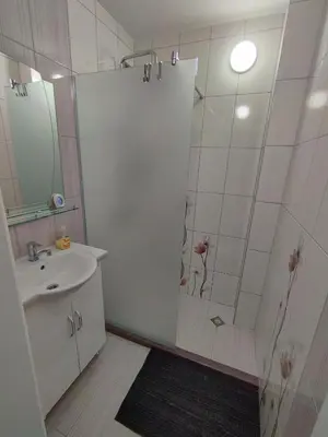 a bathroom with a shower and a sink at Nadi in Plovdiv