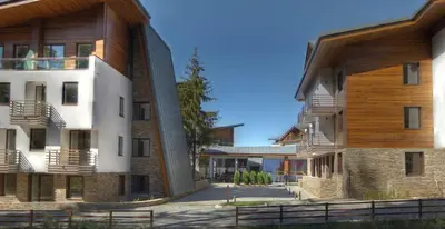 a view of two buildings with balconies at Private Studio Pine Whisper 4 pax in Euphoria Club in Borovets