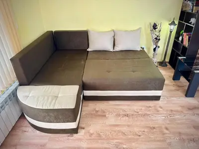 a large bed in a living room with at City Modern & Cozy Apartment for 4 Guests in Sofia, Lozenets in Sofia