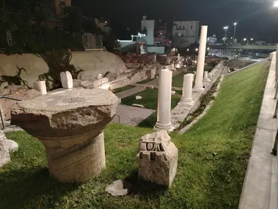 a cemetery at night with candles on the grass at Good Mood Room in Plovdiv