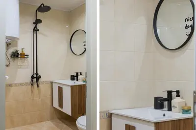 a bathroom with a toilet and a sink and a mirror at Villa YASNA - Art of slow living in Sredno Gradishte
