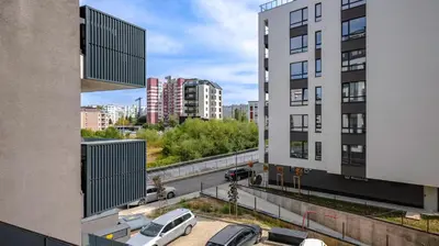 an aerial view of a city with buildings at Fresh & Modern Apartment with Balcony by Flat Mаnager in Sofia