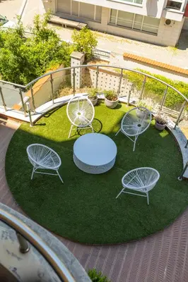 an aerial view of a table and chairs on a lawn at Megy's 2nd Top Central Room in Sofia