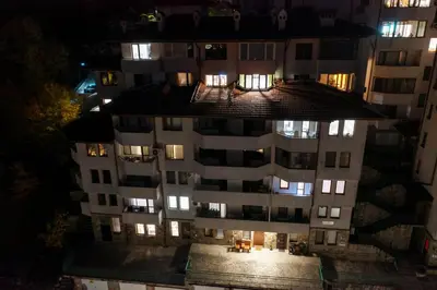 an overhead view of a building at night at Апартамент Милена in Smolyan