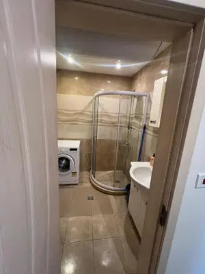 a bathroom with a sink and a washing machine at Sofia escape in Sofia
