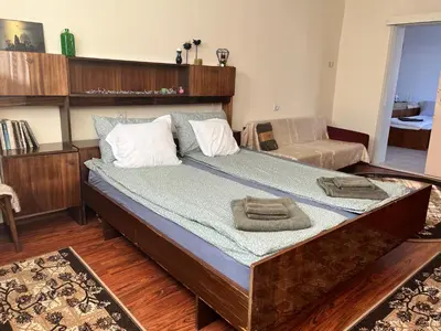 a bedroom with a large bed in a room at Cosy home in the heart of Bansko in Bansko