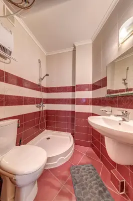 a bathroom with a toilet and a sink at Sweet Home Family Lodge at Grand Monastery in Smolyan