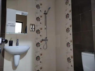 a bathroom with a sink and a shower at Апартамент за гости НИКОЛОВА in Plovdiv