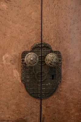 a door with a metal grate on a wall at Big Apartment in Center Sofia - 2 BD - Fireplace in Sofia