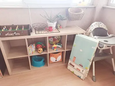 a toy desk and a chair in a room at LevskiG Family Flat 10 min from Sofia Airport and city center in Sofia