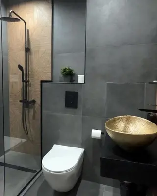 a bathroom with a sink and a toilet and a shower at Contemporary Homes with Balcony in Sofia