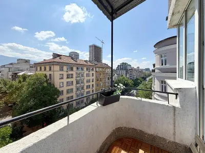 a balcony with a view of a city at Heart of Sofia 2 Bdr Elevator Balcony Relax in Sofia