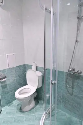 a bathroom with a toilet and a glass shower at Apartment Dream - Comfort & Calm in Pirin Sense by Flat Mаnаger in Bansko
