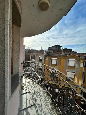 a balcony with a view of a city at Cu29 Kapana art Apartments in Plovdiv